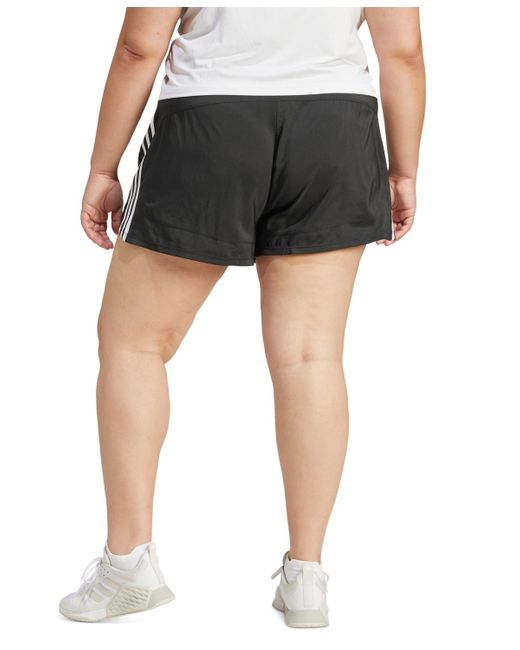 Adidas Black Plus Size Pacer Training 3-stripes Woven High-rise Shorts
