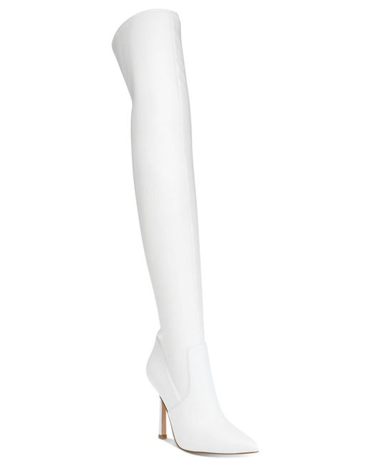 Steve Madden Leather Vanquish Overtheknee Thighhigh Boots in White