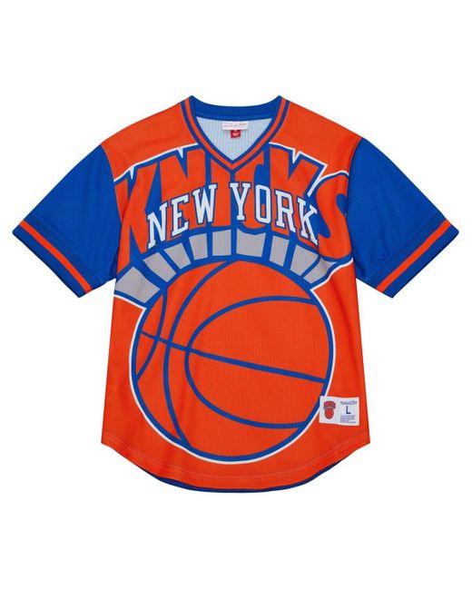 Mitchell & Ness Blue New York Knicks Jumbotron 3.0 Mesh V-neck T-shirt for men