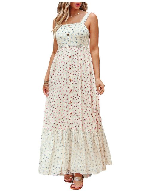 CUPSHE White Countryside Stroll Floral Maxi Beach Dress