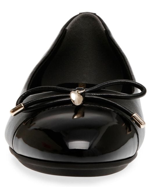 Anne Klein Black Luci Cap Toe Ballet Flats