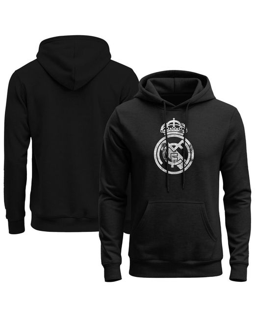1863fc Black Real Madrid Mono Badge Fleece Hoodie for men