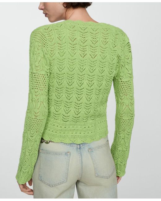 Mango Green Drawstring Detail Knitted Cardigan