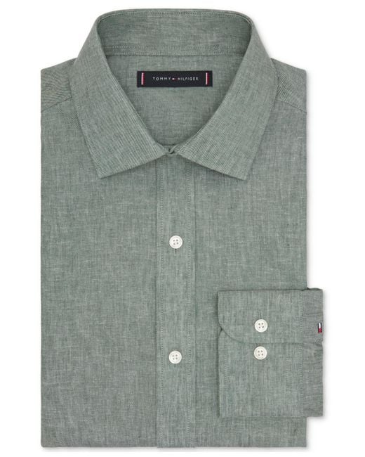 Tommy Hilfiger Gray Regular Fit Linen Dress Shirt for men