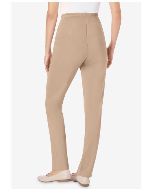 Woman Within Natural Within The Hassle-free Elastic-waist Soft Knit Pant