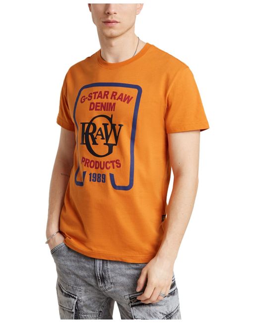 G-Star RAW Orange Logo Graphic T-shirt for men