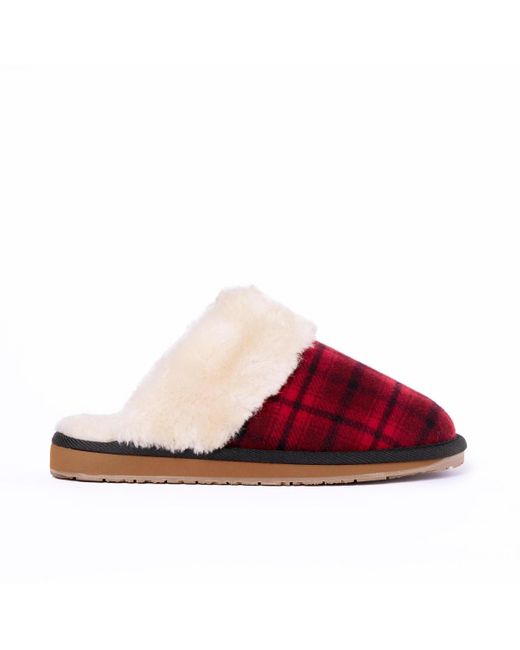 Minnetonka Red Carefree Scuff Slippers