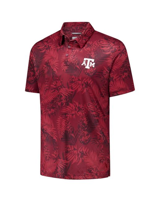Columbia Red Texas A&m aggies Pfg Super Terminal Tackle Omni-shade Bangalow's Polo Shirt for men