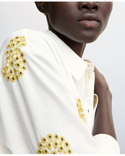 Mango Swiss Embroidery Shirt in White | Lyst