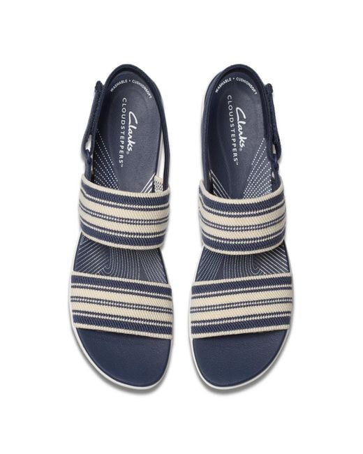 Clarks Blue Cloudsteppers Arla Stroll Riptape Flat Sandals