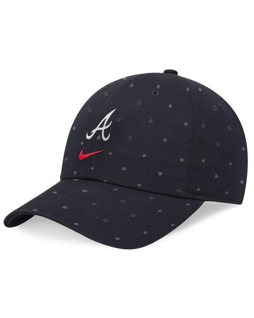 Nike Blue Navy Atlanta Braves Primetime Print Club Adjustable Hat for men