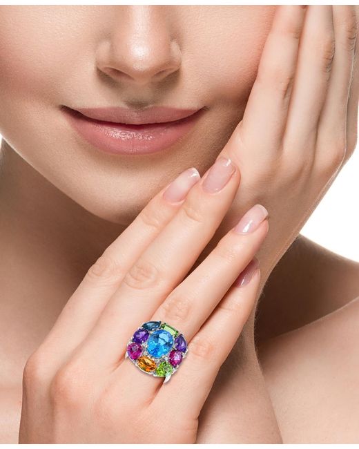 Effy Blue Effy Multi-gemstone Cluster Statement Ring (16-3/4 Ct. T.w.