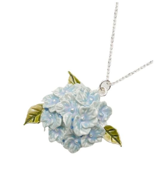 Fable England Blue Hydrangea Necklace Silver