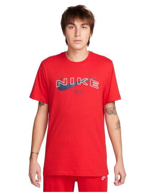 Nike Red Sportswear Swoosh Logo T-shirt for men