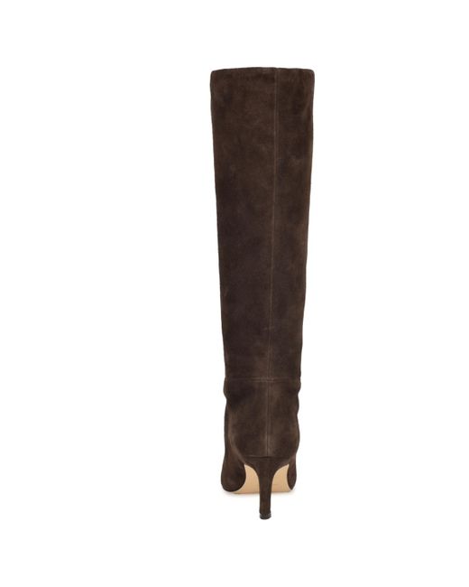 Nine West Brown Lorthey Tall Stiletto Dress Boots Regular Wide Calf
