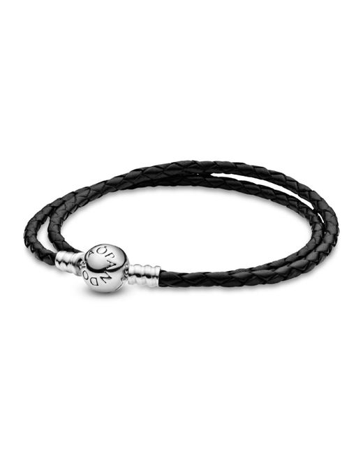 Pandora Black Moments Sterling Silver Double Bracelet