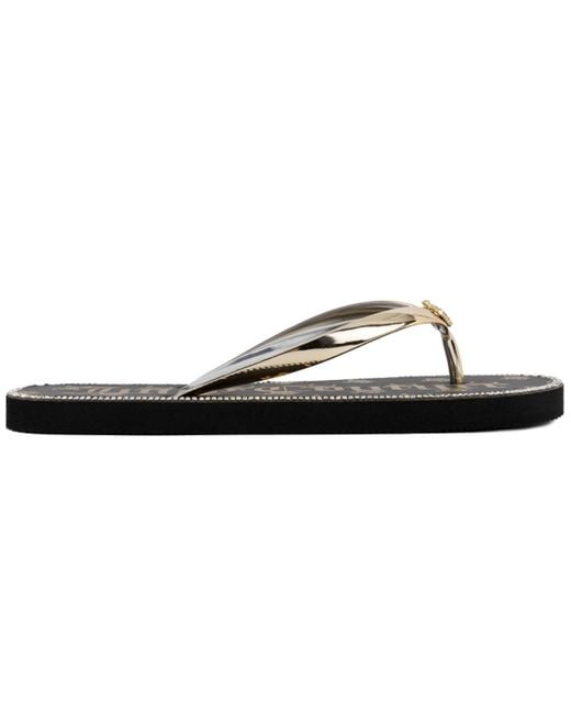 Juicy Couture Black Shamrock Flip Flops