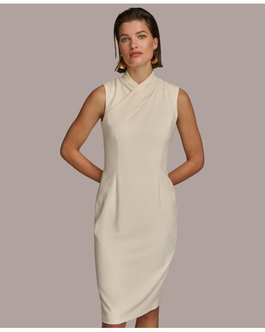 Donna Karan Natural Mock-neck Sheath Dress