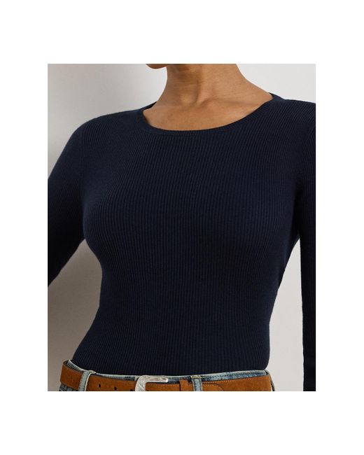 Ralph Lauren Blue Petite Crew Neck Sweater