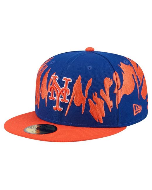 KTZ Blue Royal/orange New York Mets Retro Pattern 59fifty Fitted Hat for men