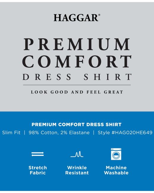 Haggar Blue Premium Comfort Slim Fit Dress Shirt for men
