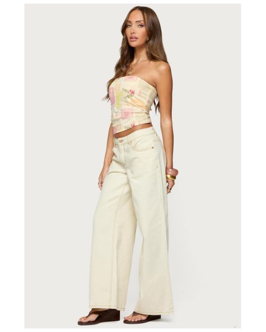 Edikted Natural Cicilla Vintage Mixed Print Tube Top