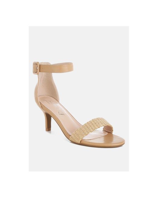 LONDON RAG White Rano Raffia Kitten Heel Sandals
