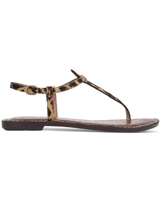 Sam Edelman Brown Gigi T-strap Flat Sandals