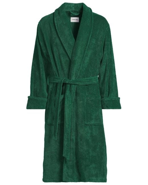 Lands' End Green Calf Length Turkish Terry Robe for men