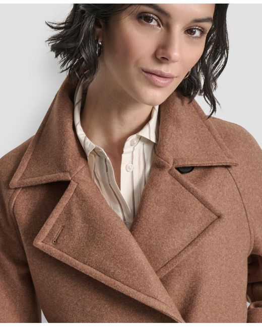 DKNY Natural Short Double Breasted Collared Coat P Xs Xxl