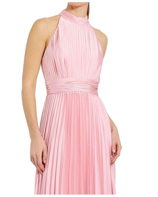 Mac Duggal Pink Pleated Sleeveless Halter Gown
