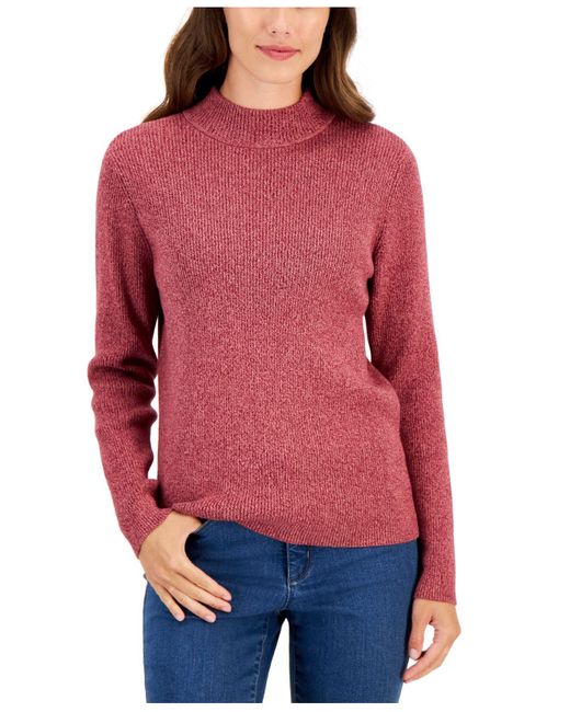 Karen Scott Ribbed Mock-neck Sweater, Created For Macy's in Red | Lyst  Canada