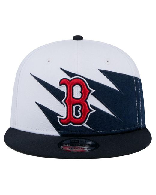 KTZ Blue Navy/white Boston Red Sox jagged 9fifty Snapback Hat for men