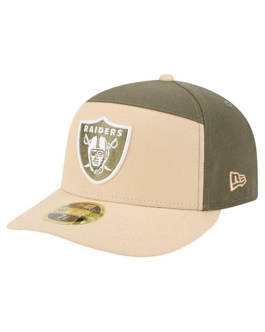 KTZ Natural Â Light Beige/olive Las Vegas Raiders Two-tone Color Pack Split Panel 59fifty Fitted Hat for men