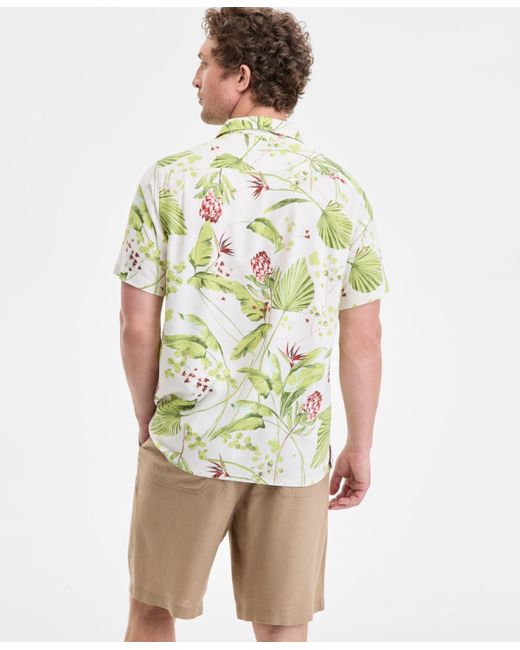 Club Room Green Elevated Kurt Regular-fit Floral Button-down Camp Shirt for men