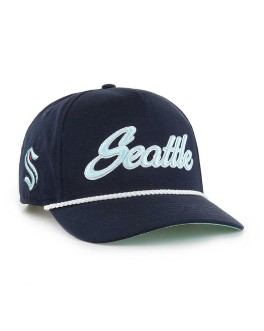 '47 47 Brand Deep Sea Blue Seattle Kraken Overhand Logo Side Patch Hitch Adjustable Hat for men