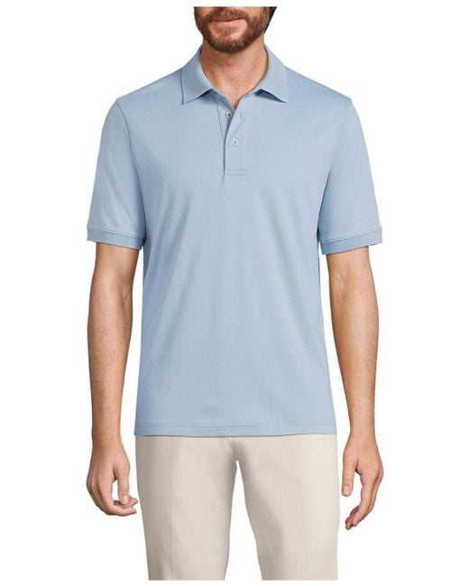 Lands' End Men's Blue Short Sleeve Cotton Supima Polo Shirt