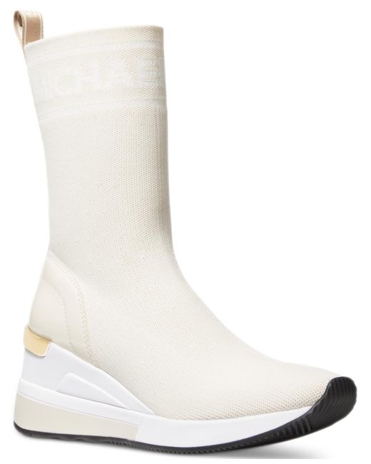 Michael Kors White Skyler Sock Bootie Sneakers