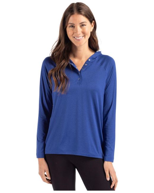 Cutter & Buck Blue Coastline Epic Comfort Recycled Hooded Shirt