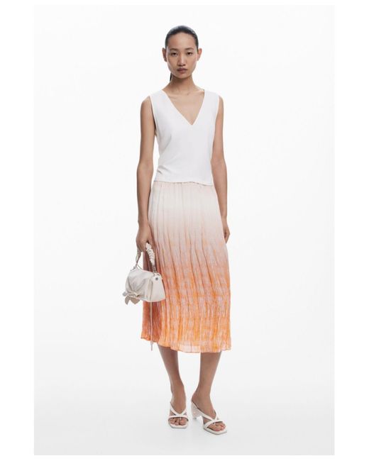 Desigual White Long Gradient Dress