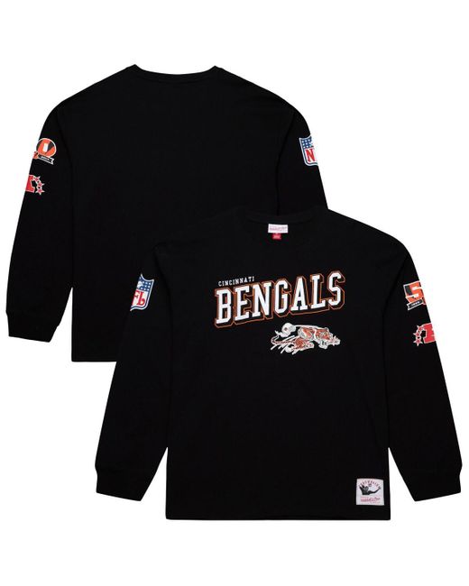 Mitchell & Ness Black Cincinnati Bengals Training Camp Vintage Logos Long Sleeve T-shirt for men