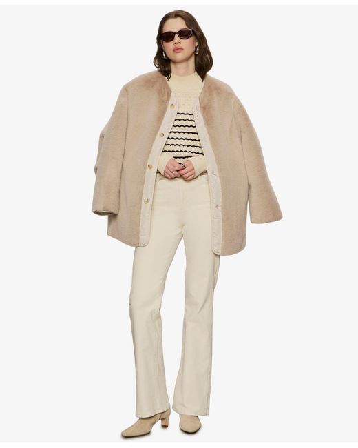 Sanctuary Natural Forever Striped Mock Neck Sweater