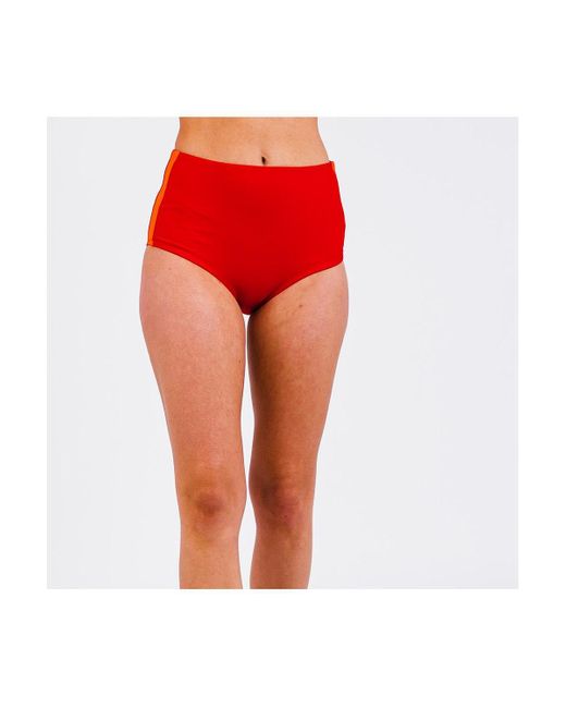 Calypsa Red Color Block High-waisted Bikini Bottom