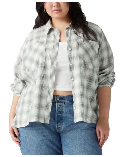 Levi's Gray Plus Size Harrison Cotton Long-sleeve Shirt