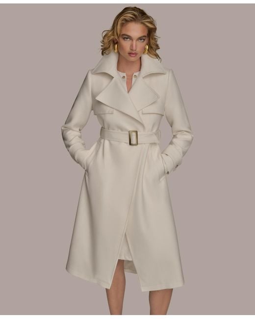 Donna Karan Brown Belted Notched-collar Trench Coat