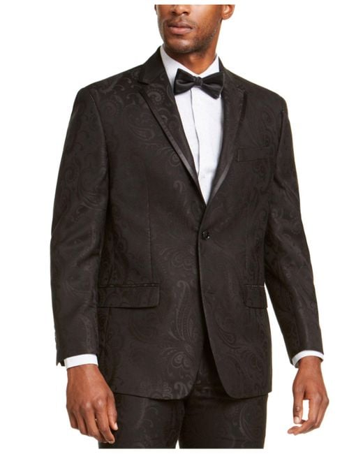 Sean John Black Classic-fit Tuxedo Suit Separate Jackets for men