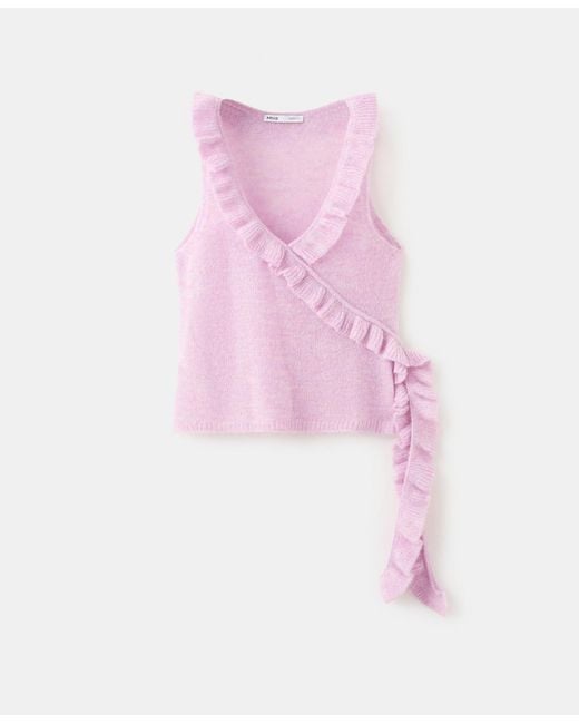 Mango Pink Ruffle Knit Top