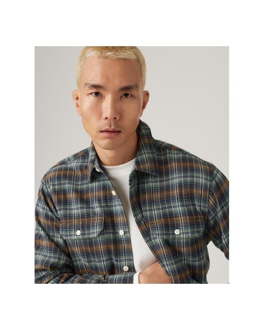 Levi's Gray Relaxed Fit Long Sleeve Button Front Worker Shirt for men