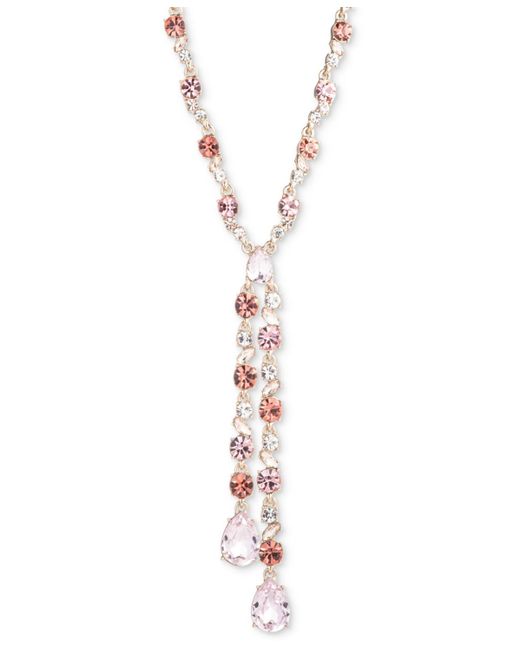 Givenchy White Gold-tone Crystal Lariat Necklace