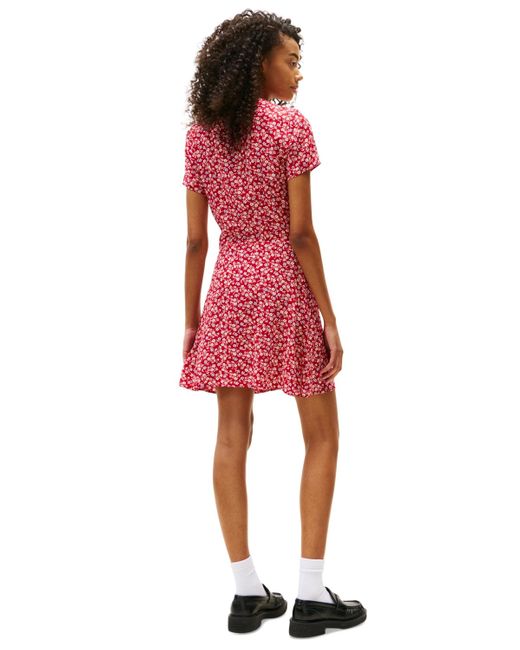 Tommy Hilfiger Red Floral-print Fit & Flare Mini Dress